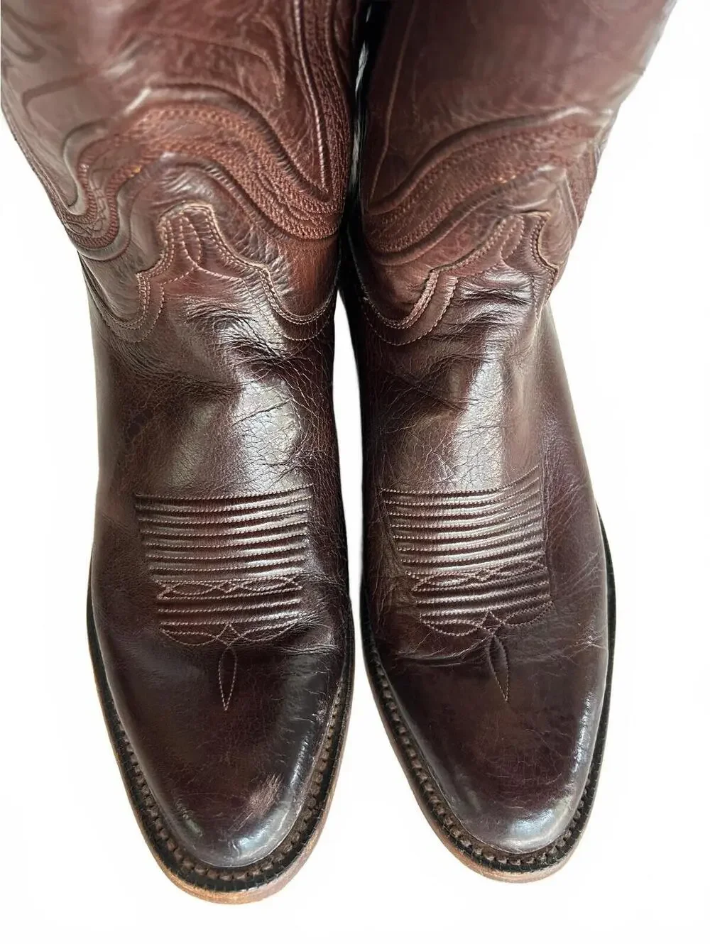 Lucchese Collins Chocolate Buffalo Leather Boots Men’s 10 D
